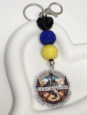 Country Roads Take Me Home Keychain Bag Clip Phone Clip Charm Gift Beaded Gift
